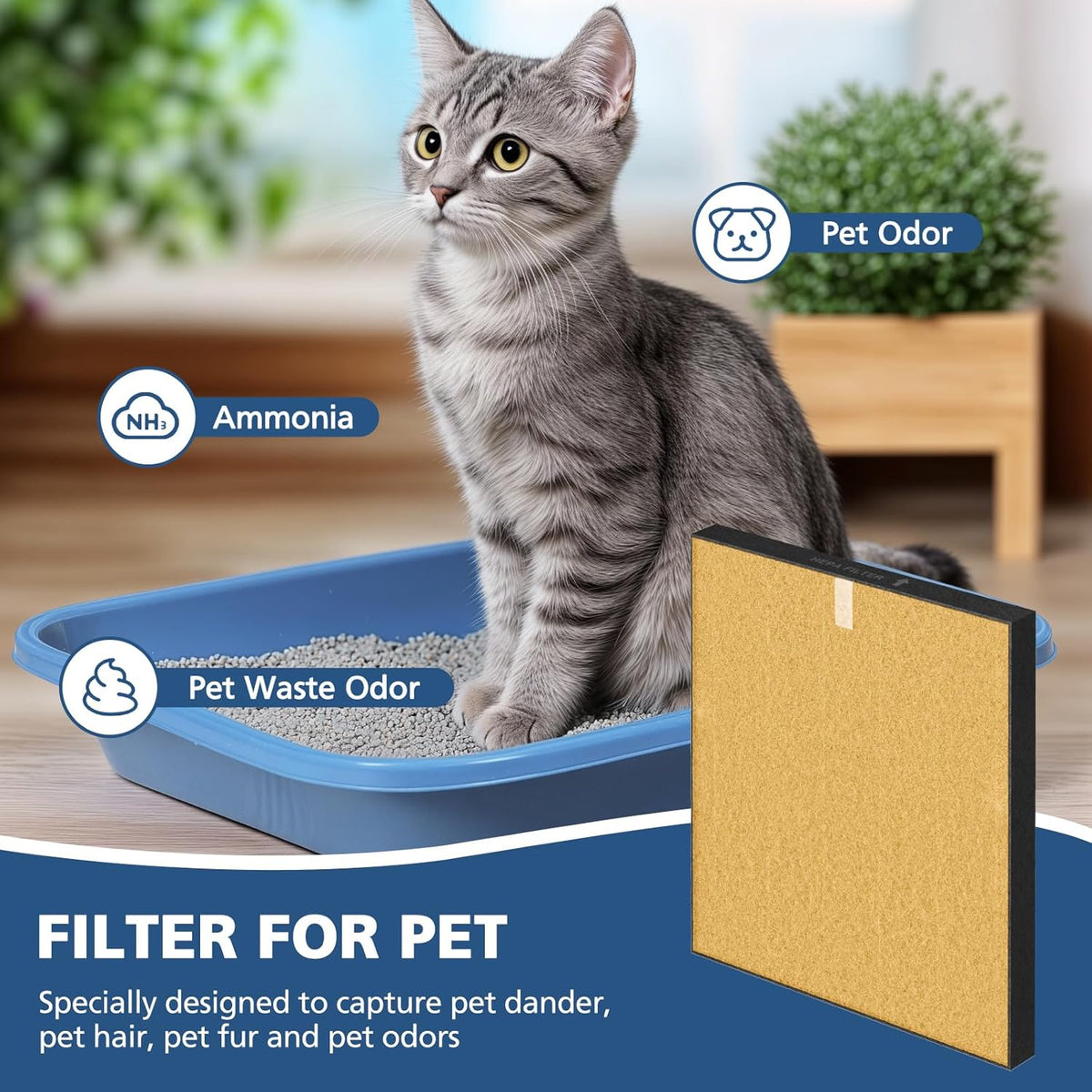 2 Pack C545 HEPA Pet Replacement Filter S Compatible with Winix C545 Air Purifier, Replaces Part