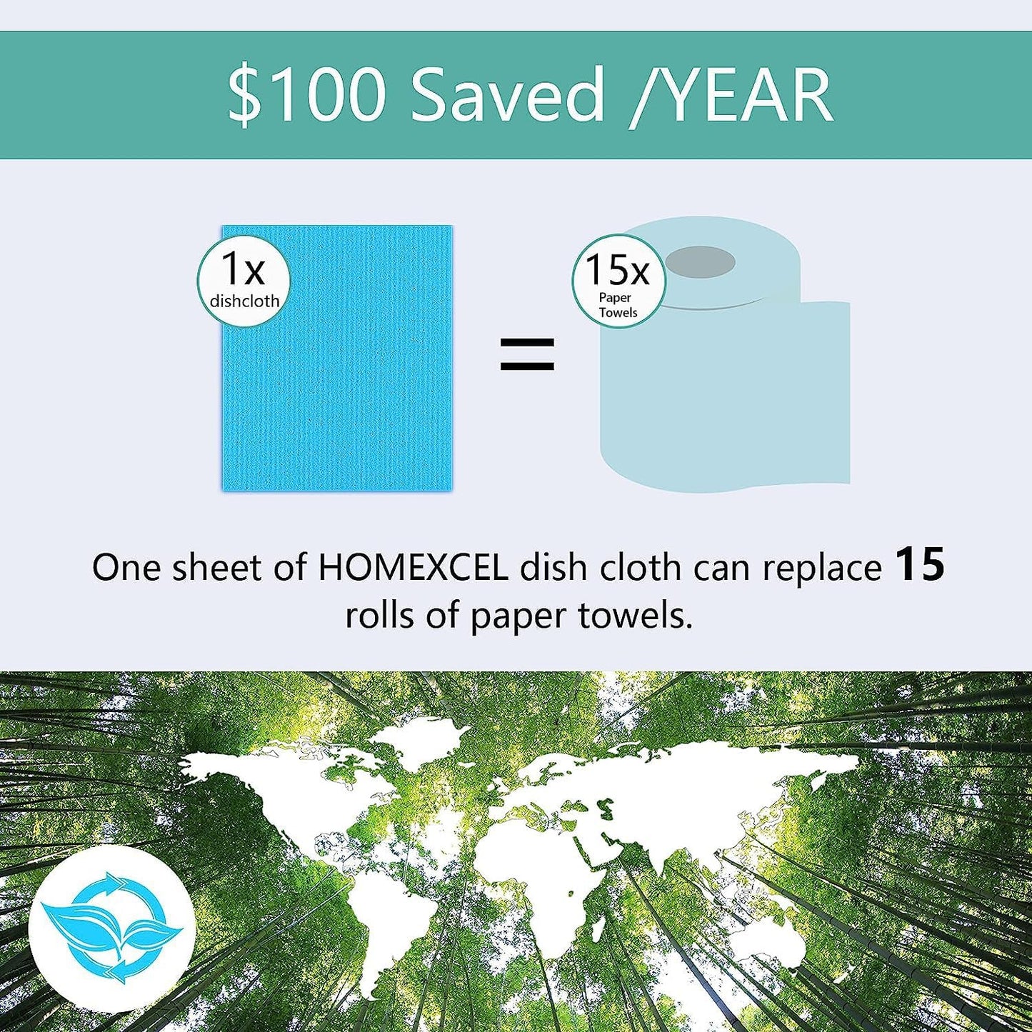 HOMEXCEL Swedish Dishcloths for Kitchen 10 Pack, Sponge Dish Cloth for Counters & Washing Dishes