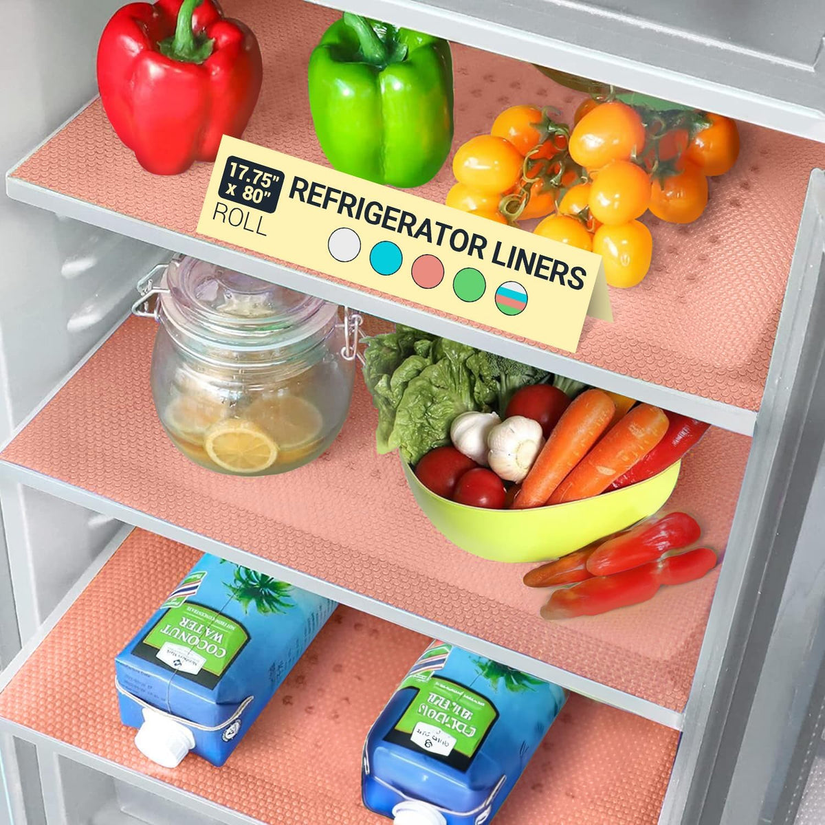 Refrigerator Liners for Shelves by Linda’s Essentials - Easy to Clean Fridge Liner with Spill