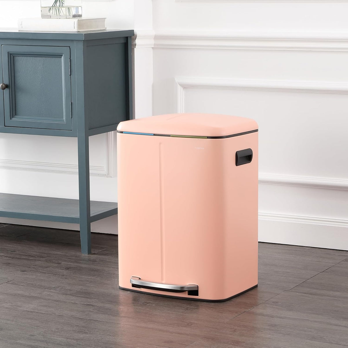 happimess HPM1005G Marco Rectangular 10.6-Gallon Double Bucket Trash Can with Soft-Close Lid