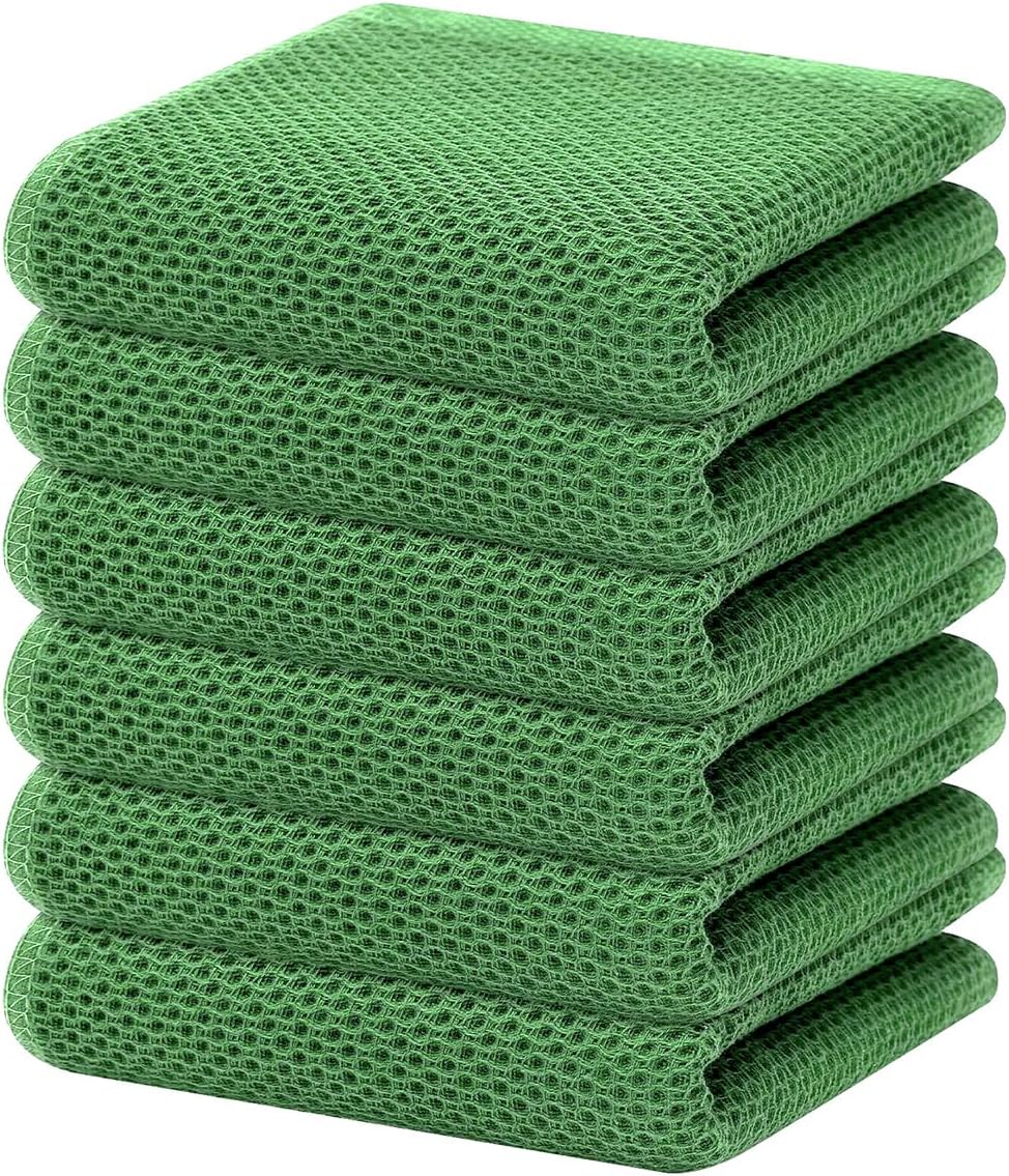 Homaxy 100% Cotton Waffle Weave Kitchen Dish Towels, Ultra Soft Absorbent Quick Drying Cleaning