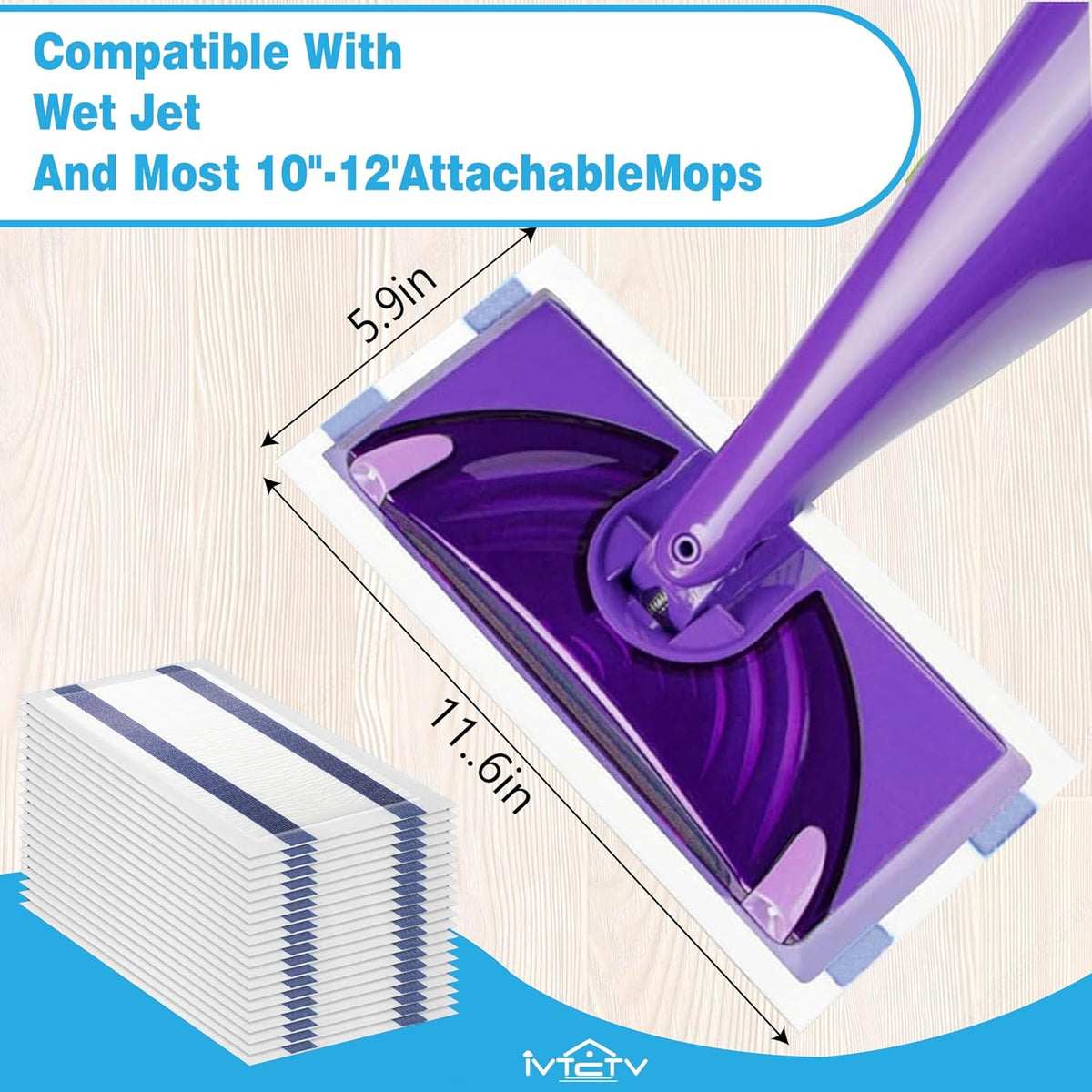 Upgraded Mop Pad Refill for Swiffer Wet Jet, 64 Counts Disposable Multi-Surface Cleaning Pads for