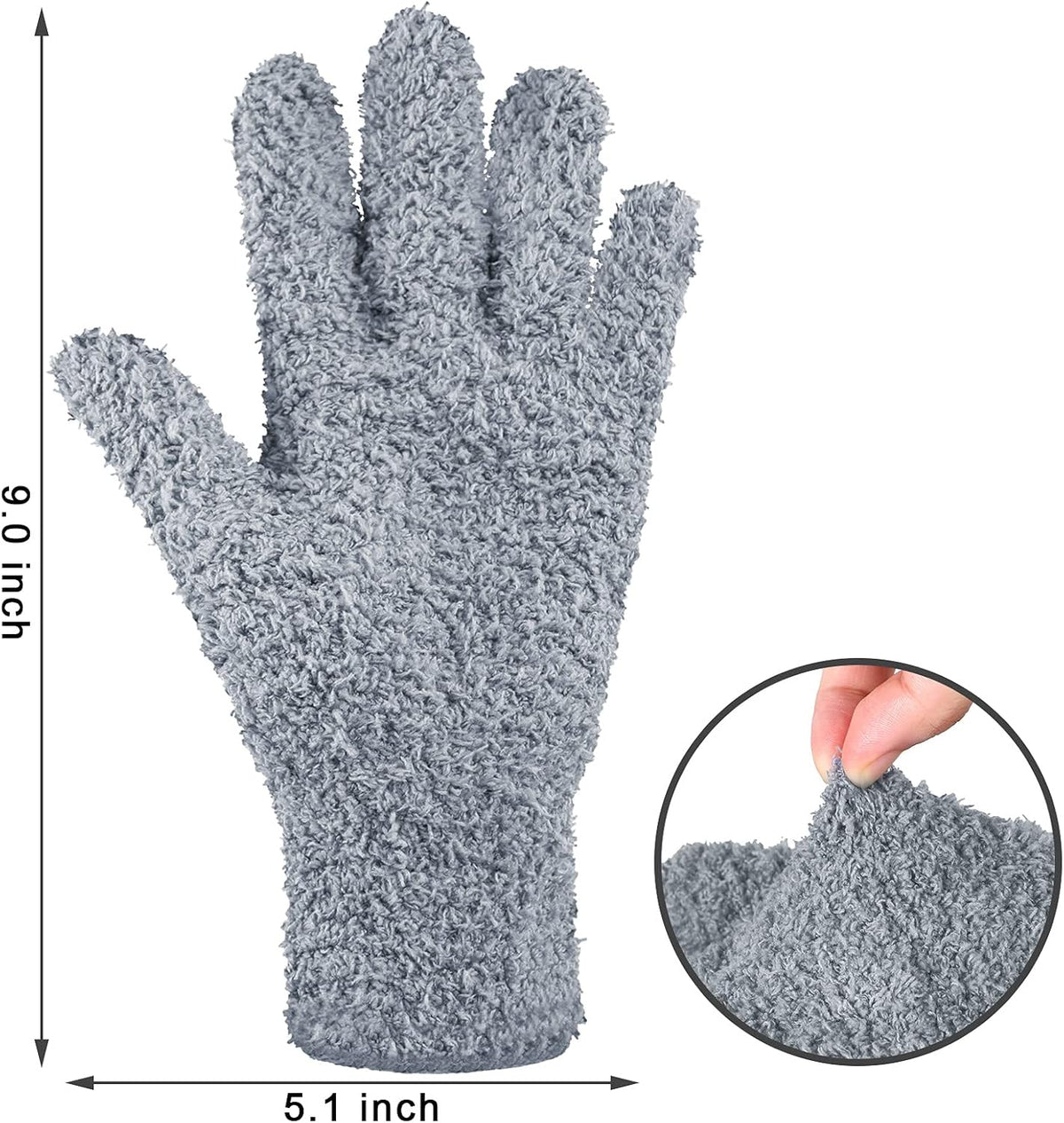 Bencailor 4 Pairs Microfiber Dusting Gloves Washable Reusable Cleaning Gloves Mittens for Plants