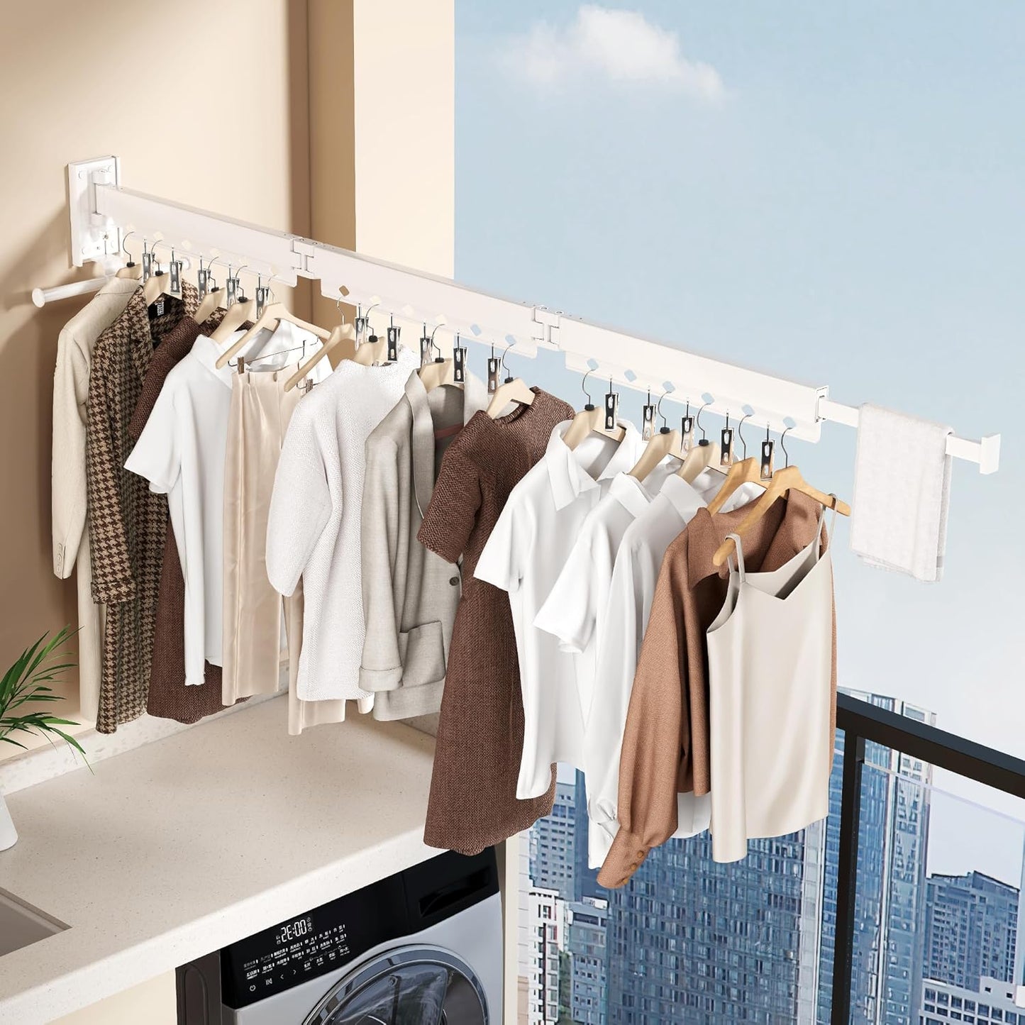 Wall Mounted Collapsible Clothes Drying Rack, Durable Space-Saving Laundry Drying Rack Clothing
