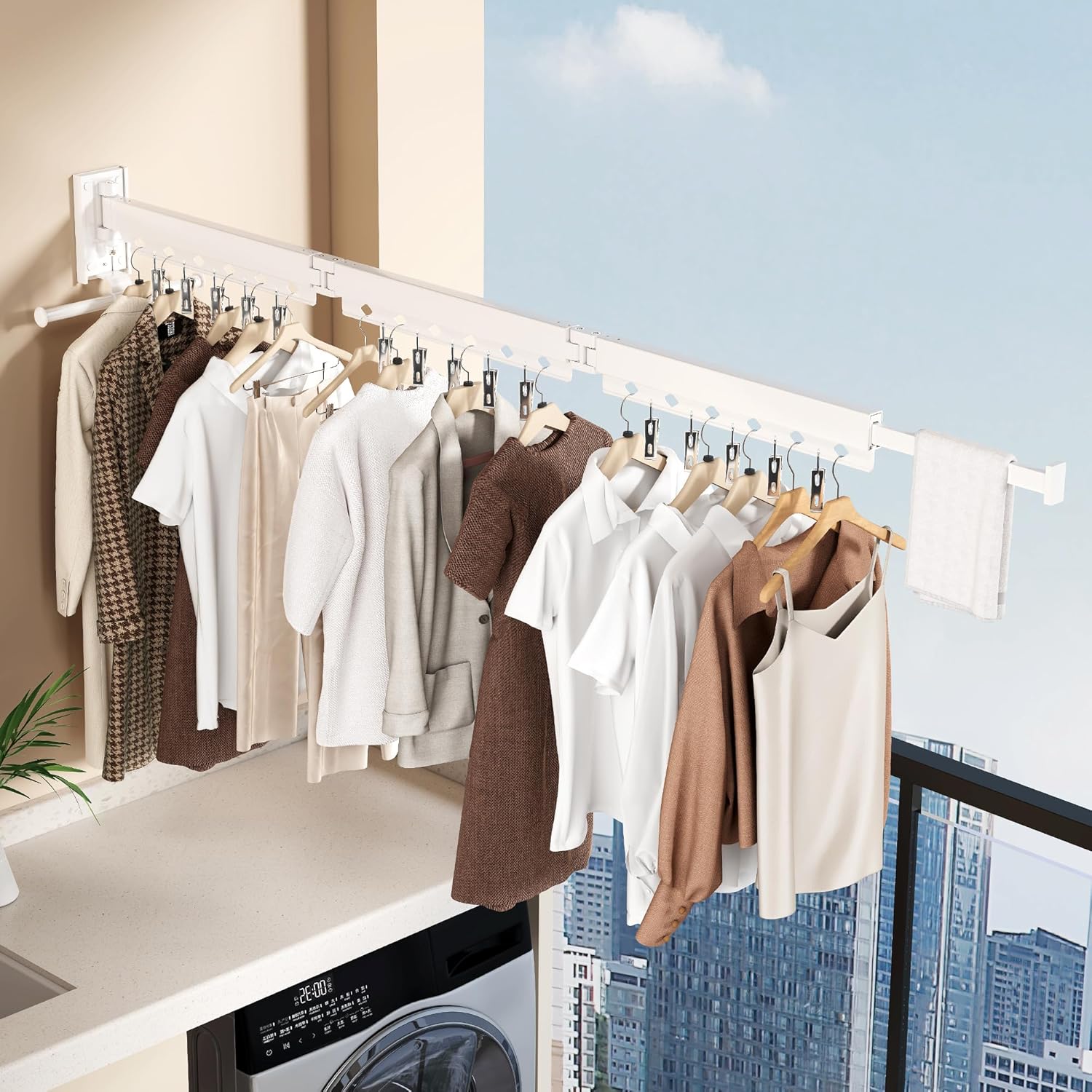 Wall Mounted Collapsible Clothes Drying Rack, Durable Space-Saving Laundry Drying Rack Clothing
