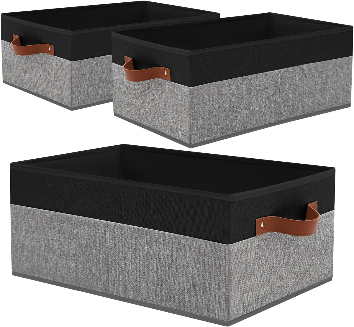 3 Pack Large Capacity Storage Bins Closet Organizer for Shelves, Fabric Closet Storage Baskets