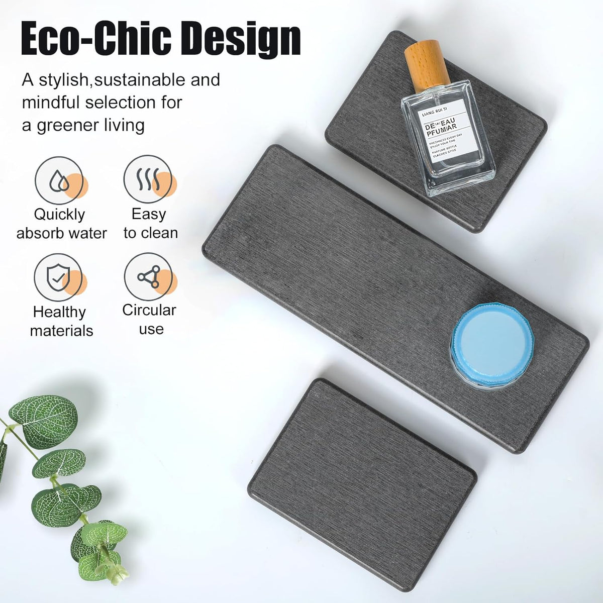 3PCS Stone Drying Tray, Water Absorbing Stone Tray for Sink, Stones Soap Trays, Fast Dry Diatomite