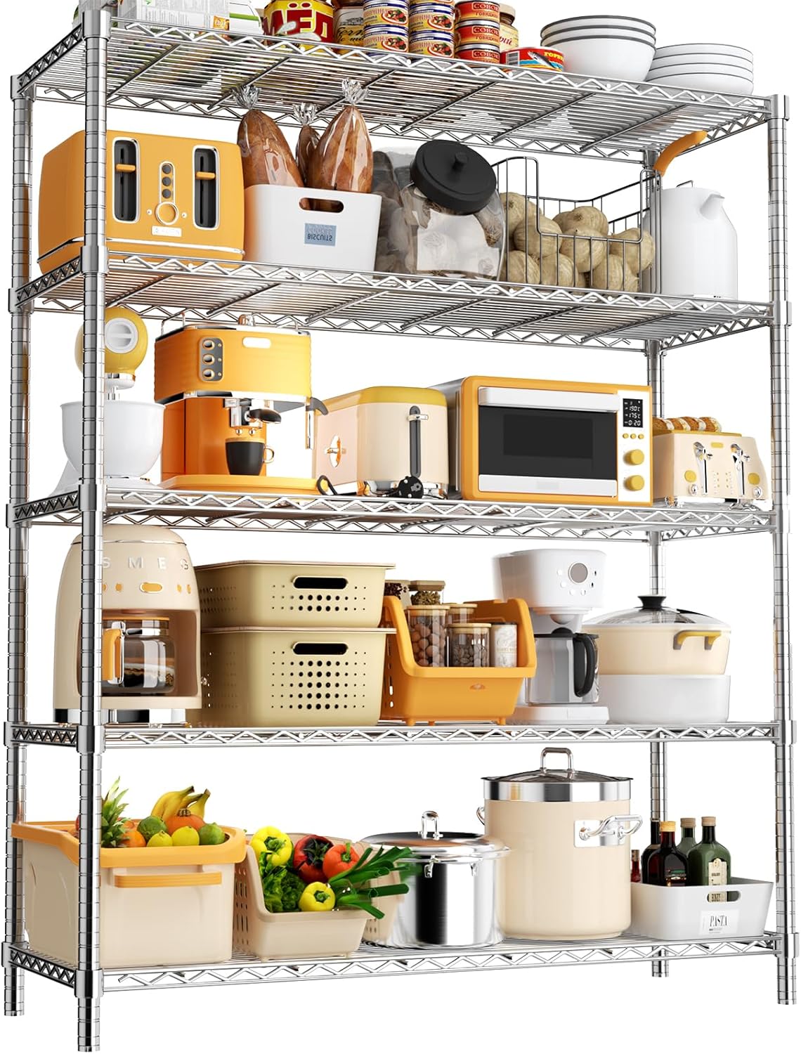 Storage Shelves, 48" L x 20" W x 72" H Heavy Duty Garage Wire Shelving Unit Loads 2000LBS, 5-Tier
