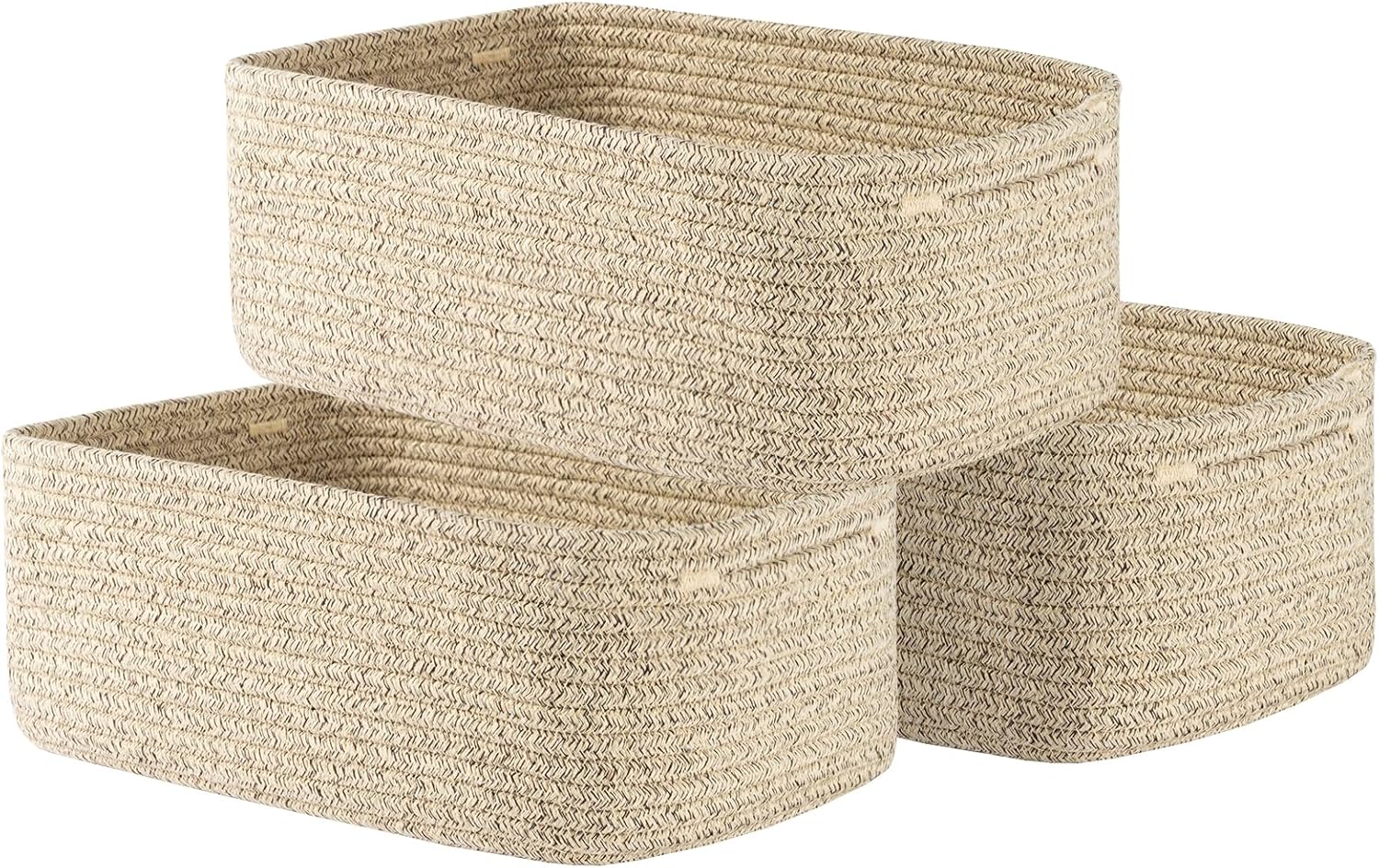 Small Woven Basket, 13.5 x 9.5 x 5 Inches, Storage Basket for Organizing, Cute Small Rope Shelf