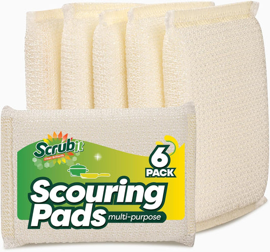 6 Scrub Sponges Kitchen by SCRUBIT, Multi-Purpose Scouring Pads, Non-Scratch Cleaning Sponges for