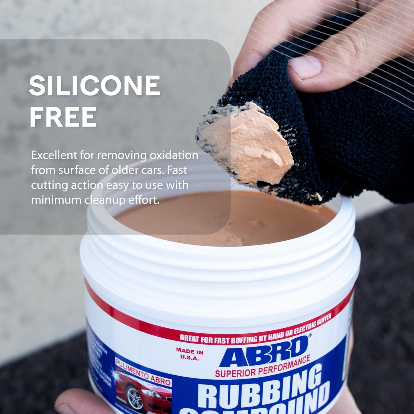 ABRO Superior Performance Automotive Rubbing Compound for Oxidized Finishes, Buff, Shine, Smooth, &