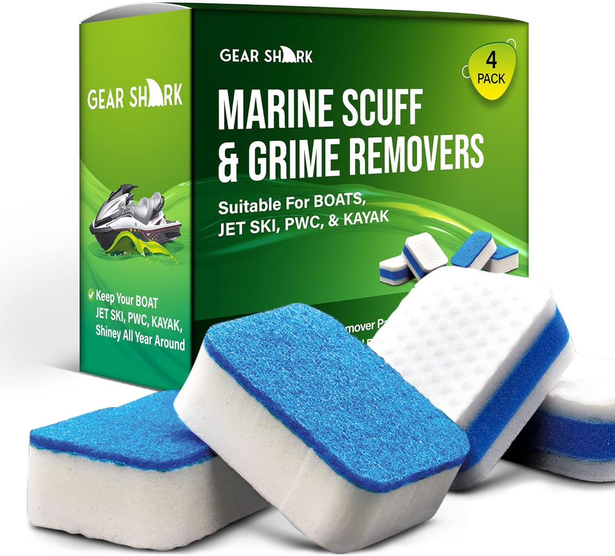 Marine Scuff Erasers | Magic Sponge Pads for Boats | Effectively Remove Dirt, Grease, Grime |