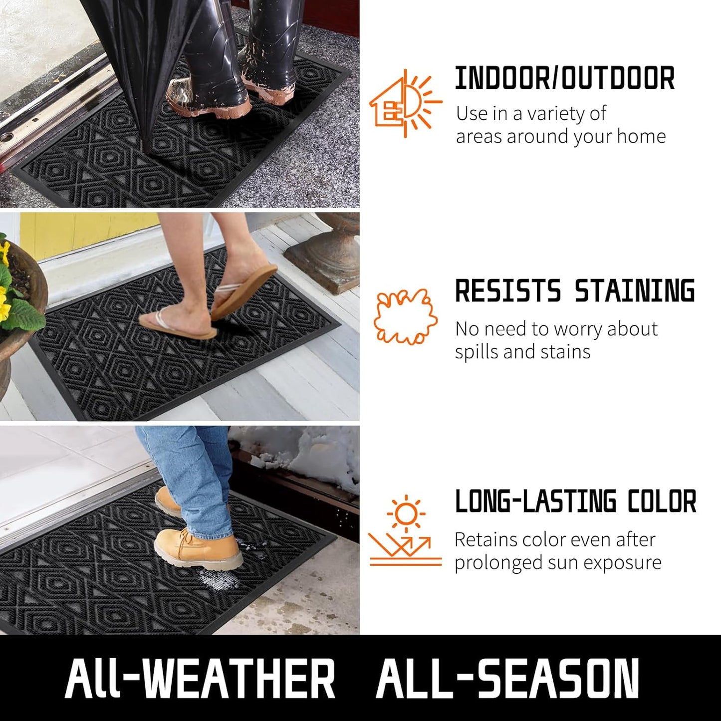 Yimobra Door Mat, Outdoor Indoor Entrance Welcome Mat, Heavy Entry Front Door Mat, Stain & Fade