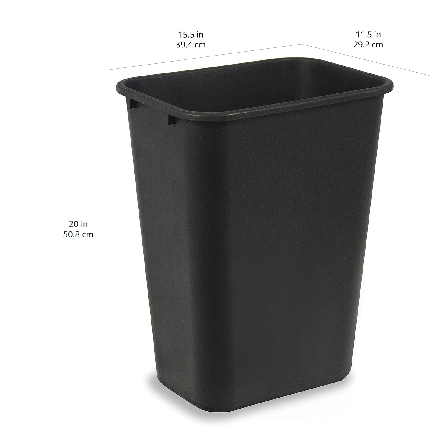 Amazon Basics Trash Can, Rectangular Commercial Office Wastebasket, 10 Gallon (Pack Of 1), Black