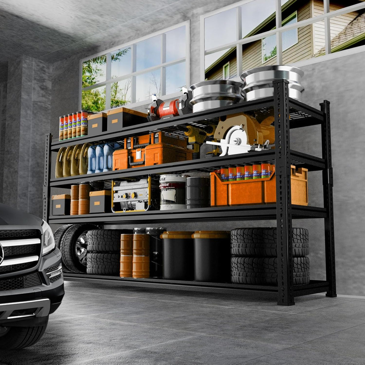 Storage Shelves Heavy Duty, 60"L x 24"W x 60"H Garage Wire Shelving Unit Loads 2640LBS, 4-tier