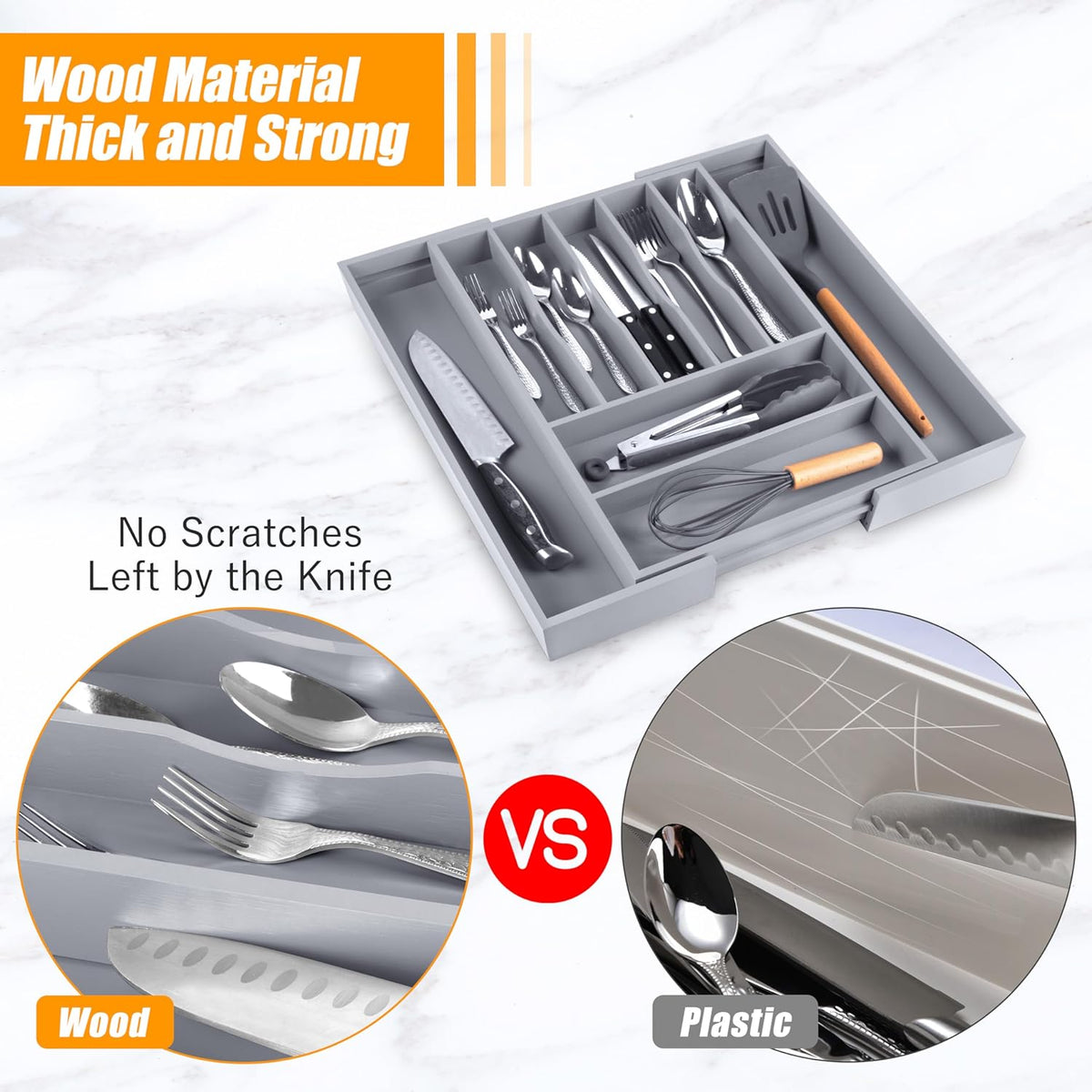 Kitchen Silverware Drawer Organizer and Storage Cabinet Utensil Rack Bathroom Counter Vanity Extra