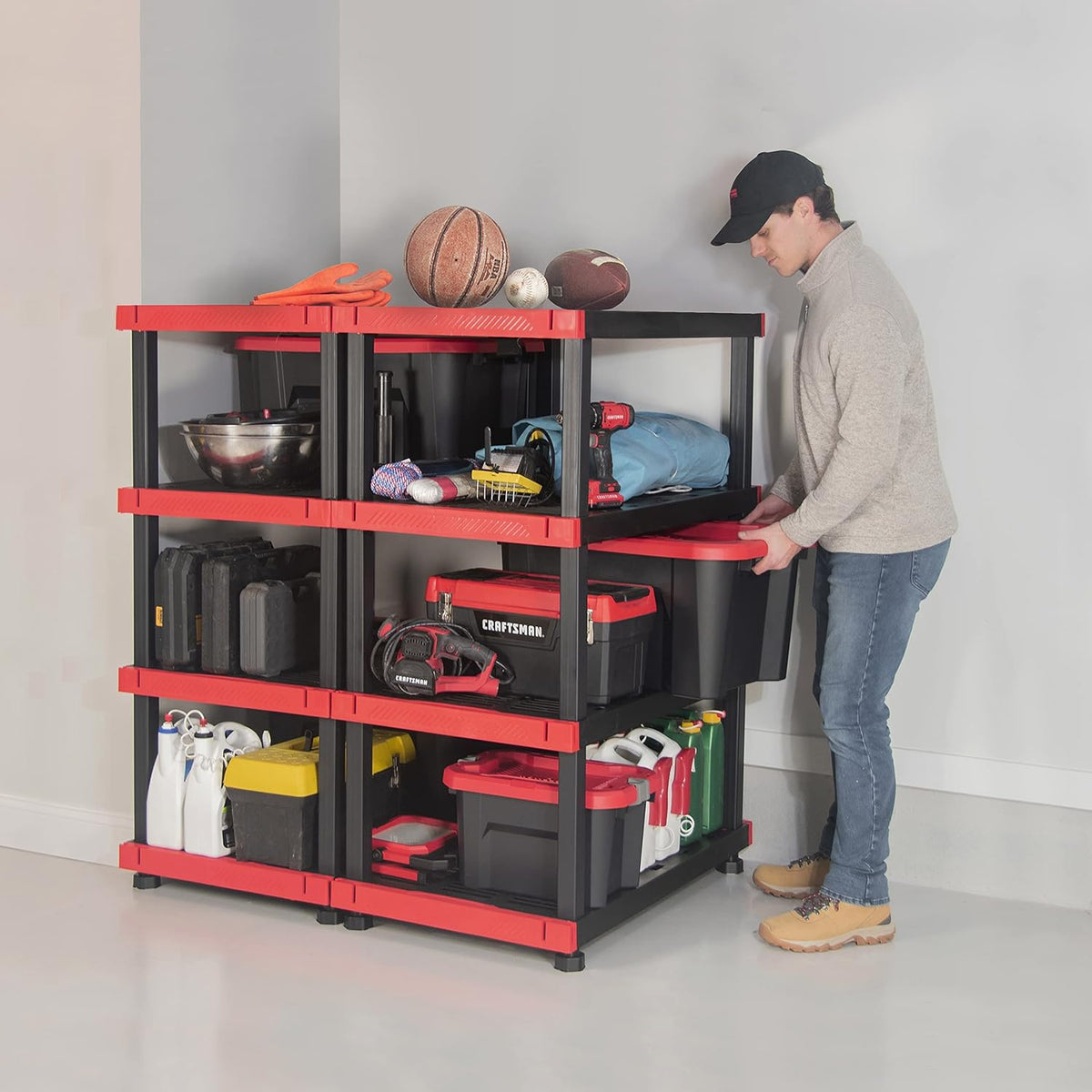 CX Craftsman, 4-Tier Highly Durable Storage Rack, 200lbs/shelf, (55”H x 40”W x 24”D), Interlocking