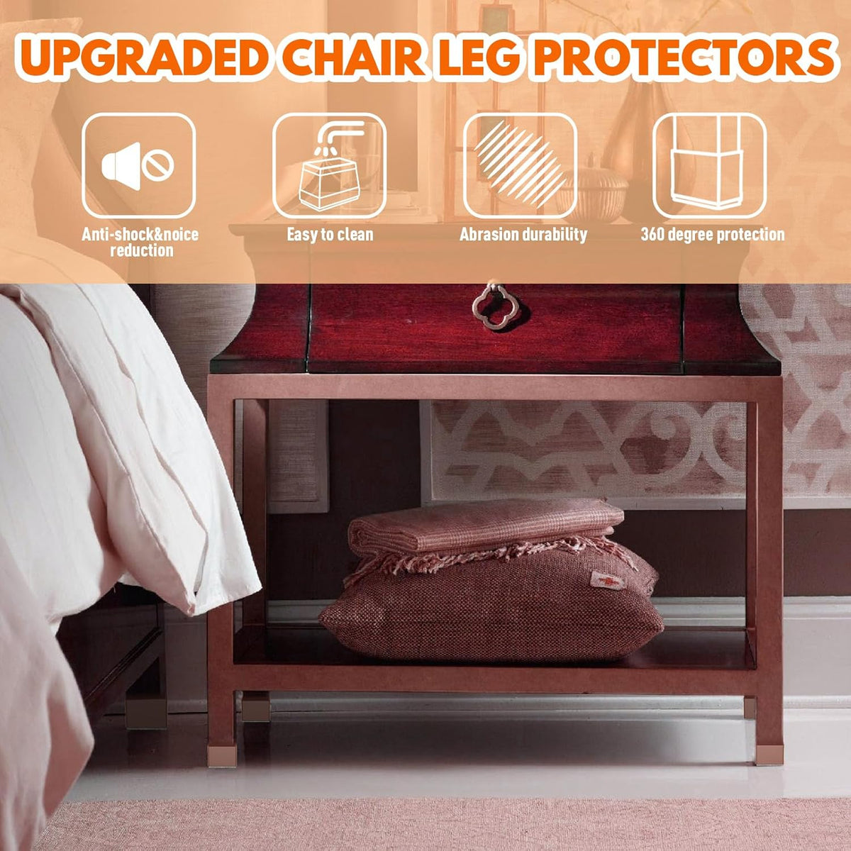 Rectangle Chair Leg Protectors for Hardwood Floors,16 PCS Silicone Covers to Protect Wood Tile