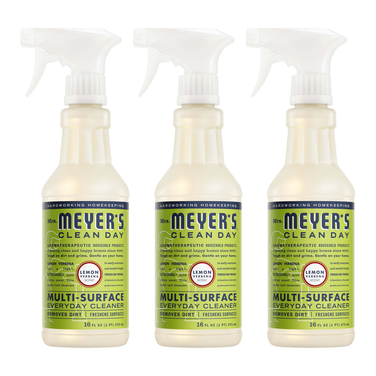 MRS. MEYER'S CLEAN DAY Cleaner Spray, Lemon Verbena, 16 fl oz, 3 Pack