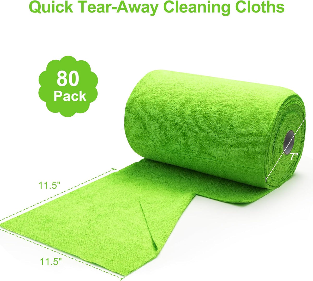 Greenfound Microfiber Cleaning Cloth Roll -80 Pack, 11.5x11.5, Tear Away Towels, Reusable and