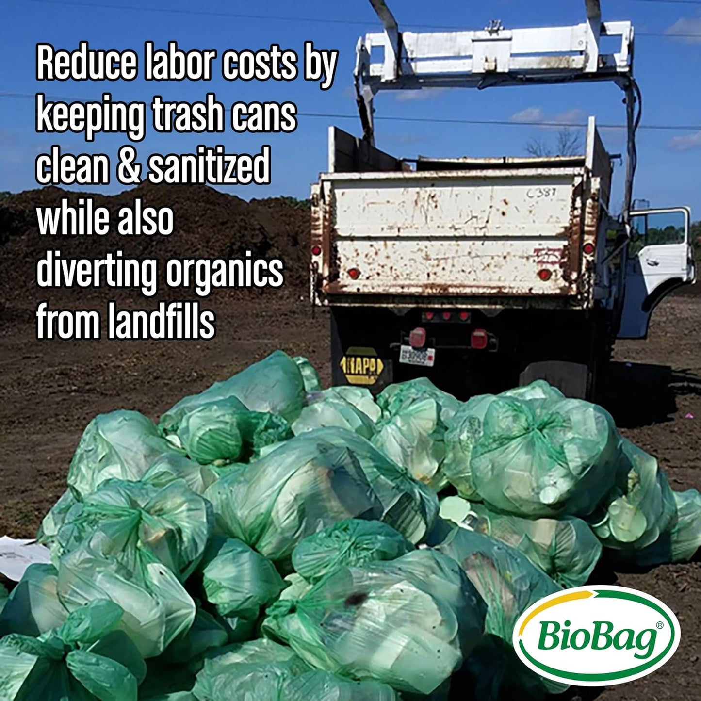 BioBag (USA) The Original Compostable Bag, 48 Gallon, 80 Count, 100% Certified Compostable Trash