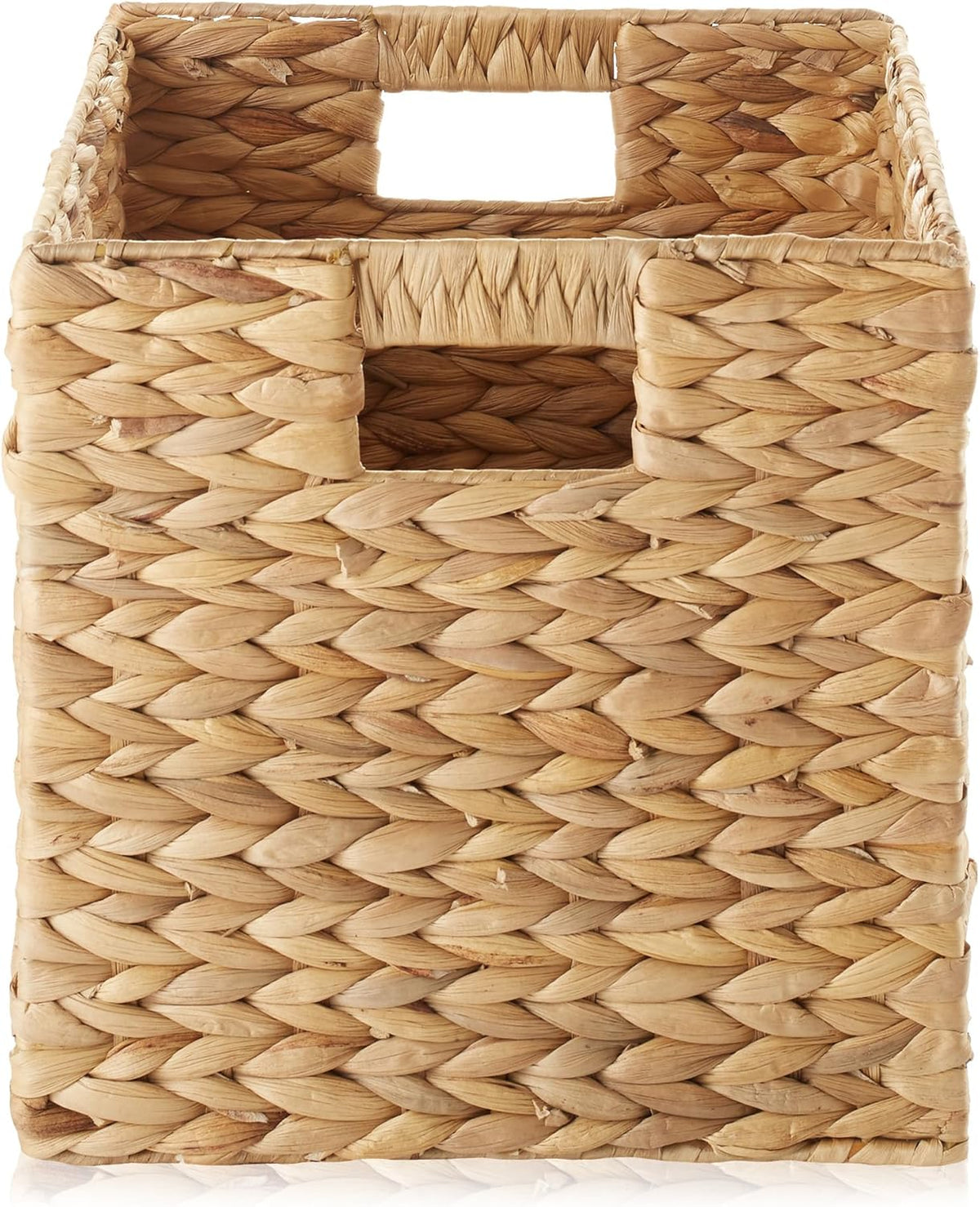 Casafield 10.5" x 10.5" Water Hyacinth Storage Baskets, Natural - Set of 6 Collapsible Cube