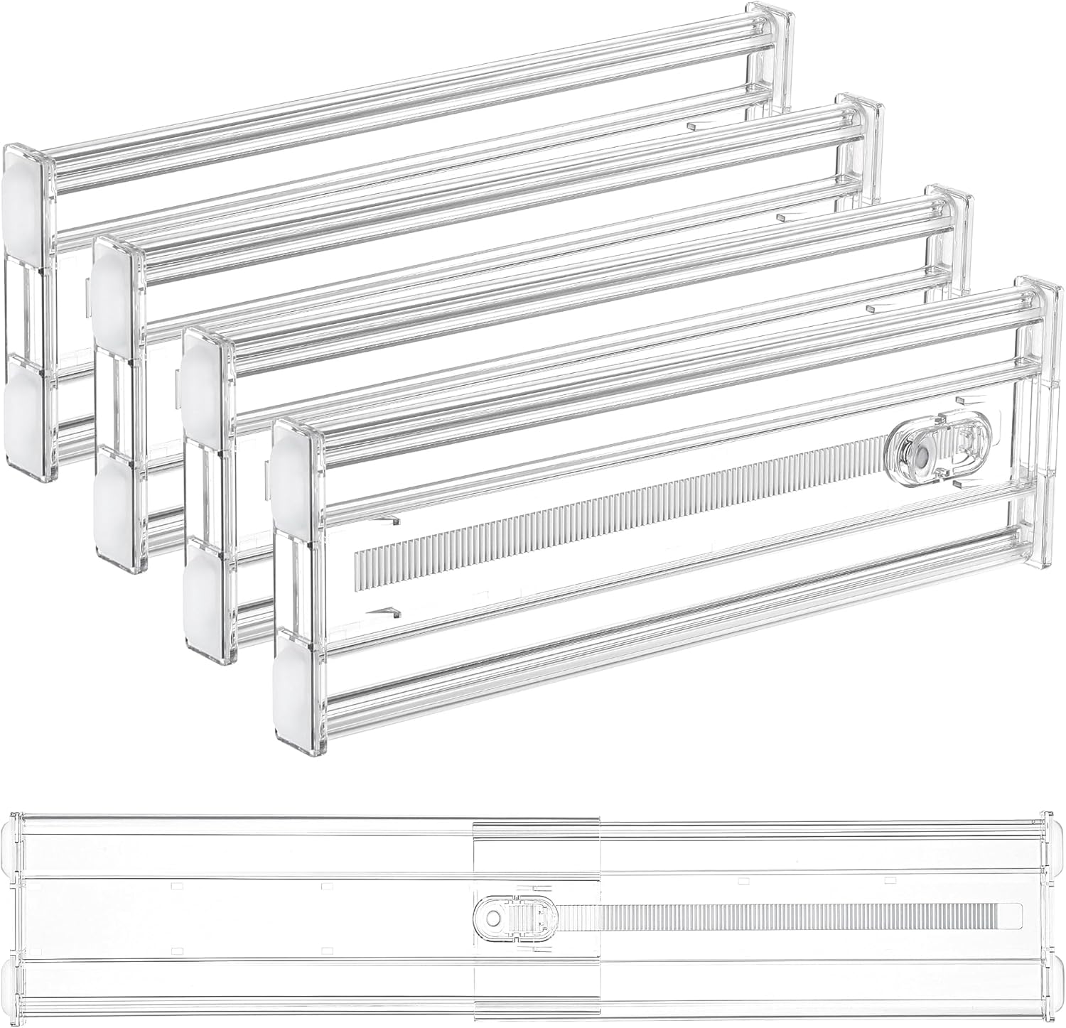 Vtopmart 4 Pack 4" Regular Upgrade Drawer Dividers for Clothes, 12.8"-22.3" Expandable Dresser