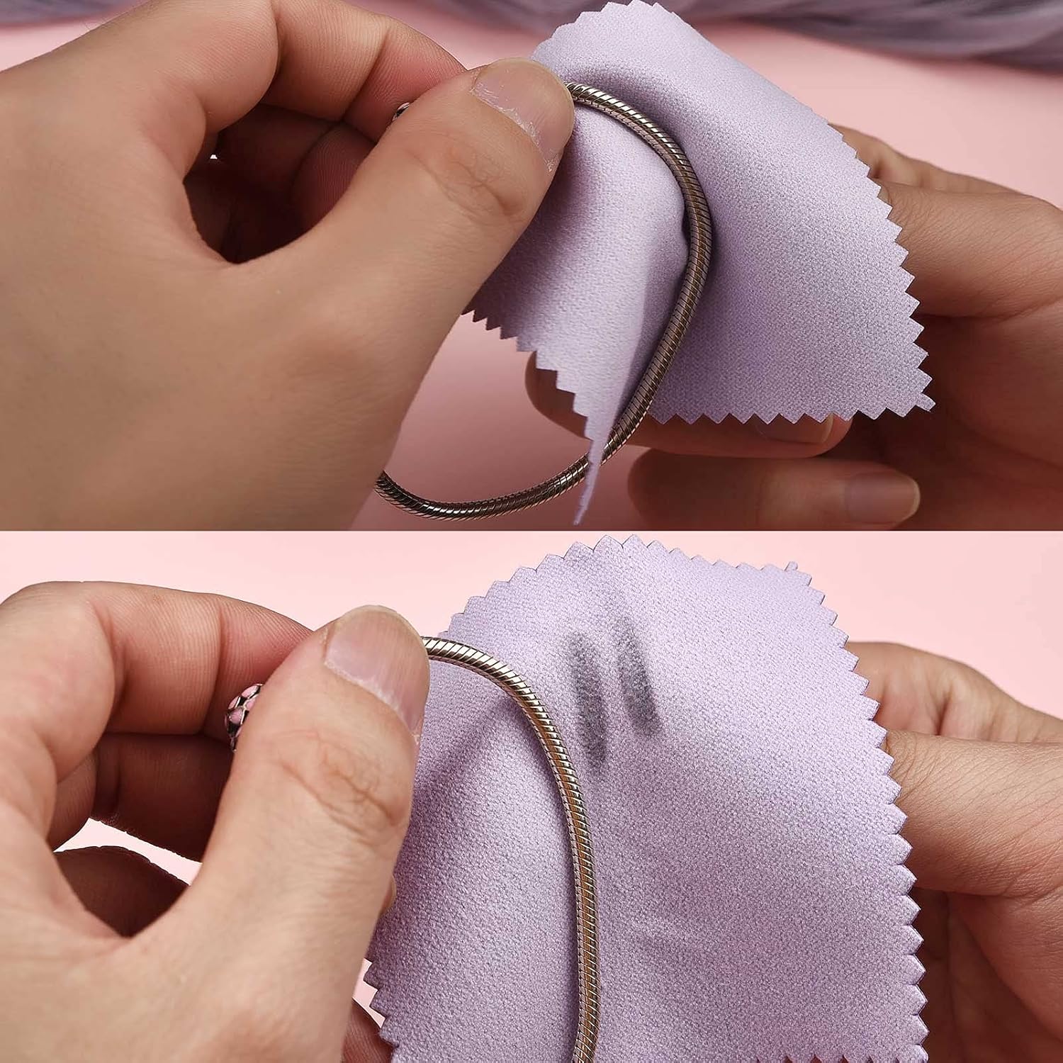 SEVENWELL 50pcs Jewelry Cleaning Cloth Purple Polishing Cloth for Sterling Silver Gold Platinum