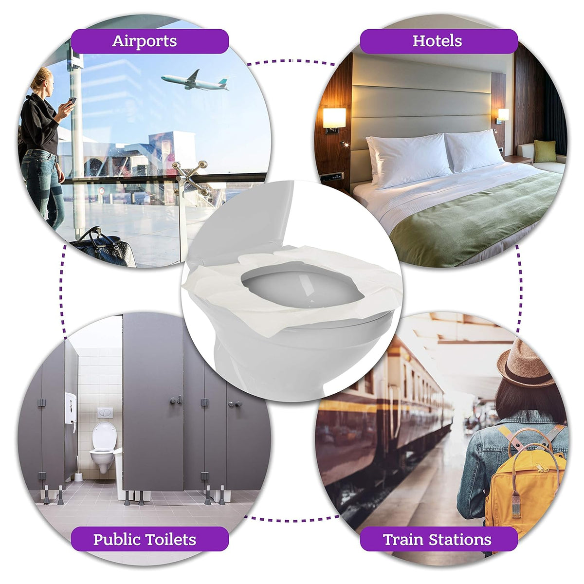 XL Travel Pack of 4 Packs (40-Count) + 1 Free Pack (10-Count) ! - Disposable Toilet Seat Covers
