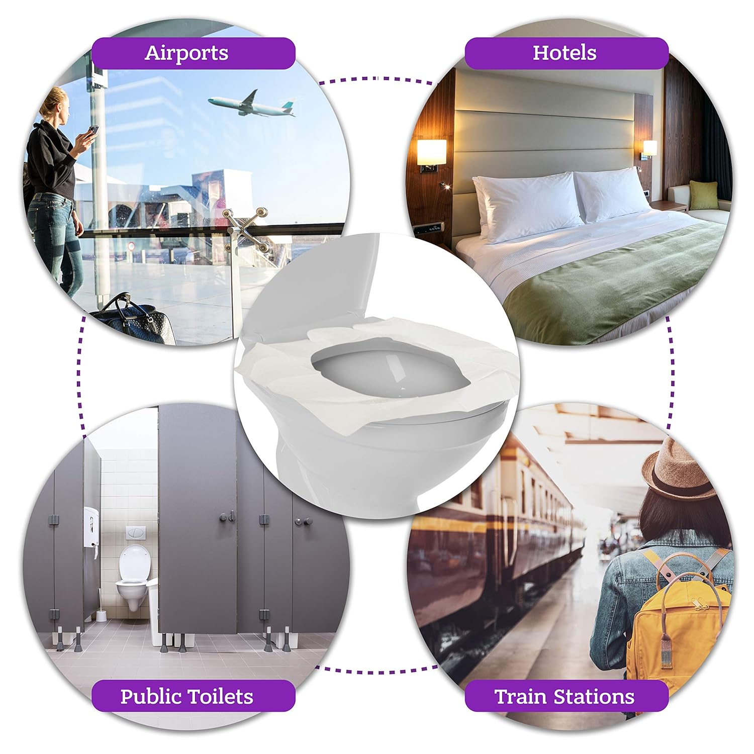 XL Travel Pack of 4 Packs (40-Count) + 1 Free Pack (10-Count) ! - Disposable Toilet Seat Covers