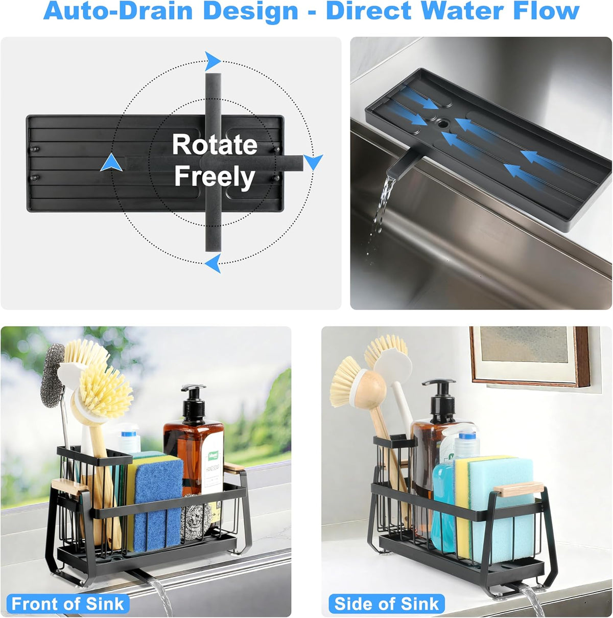Suction Cup Sponge Holder for Kitchen Sink Caddy Organizer Rack for Dish Brush Holder and Soap