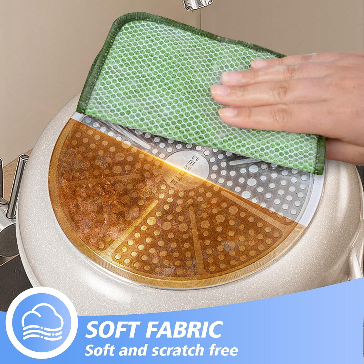KinHwa Kitchen Washcloths for Dishes Absorbent Microfiber Dish Cloths Quick Dry Dish Rags with Poly