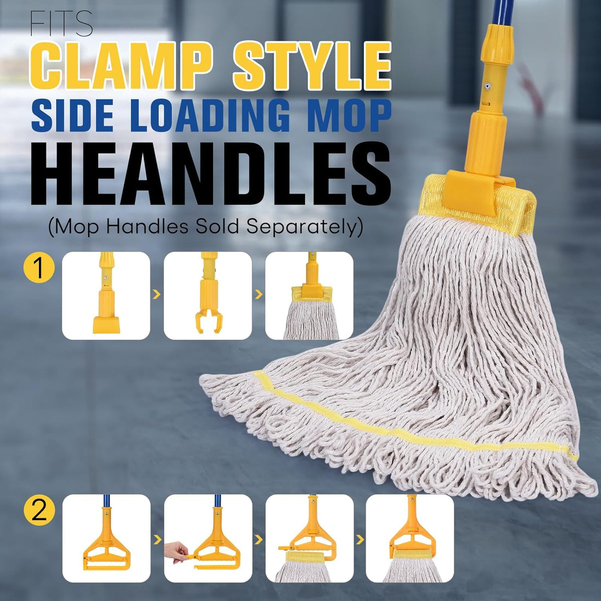 Matthew Cleaning Commercial Mop Head Replacement, 5 Inch Wide Headband, Looped End Cotton Blend