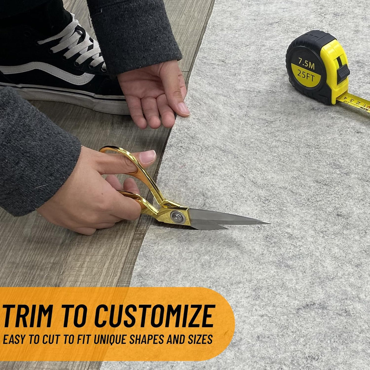 Ottomanson 7'8" x 10' Non-Slip Rug Pad Gripper 1/12 Inch Ultra Thin Dual Surface Felt + Rubber
