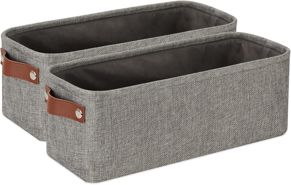 DULLEMELO Soft Cotton Fabric Bathroom Storage Baskets 2 Pack Fabric Shelf Baskets for Gifts Empty