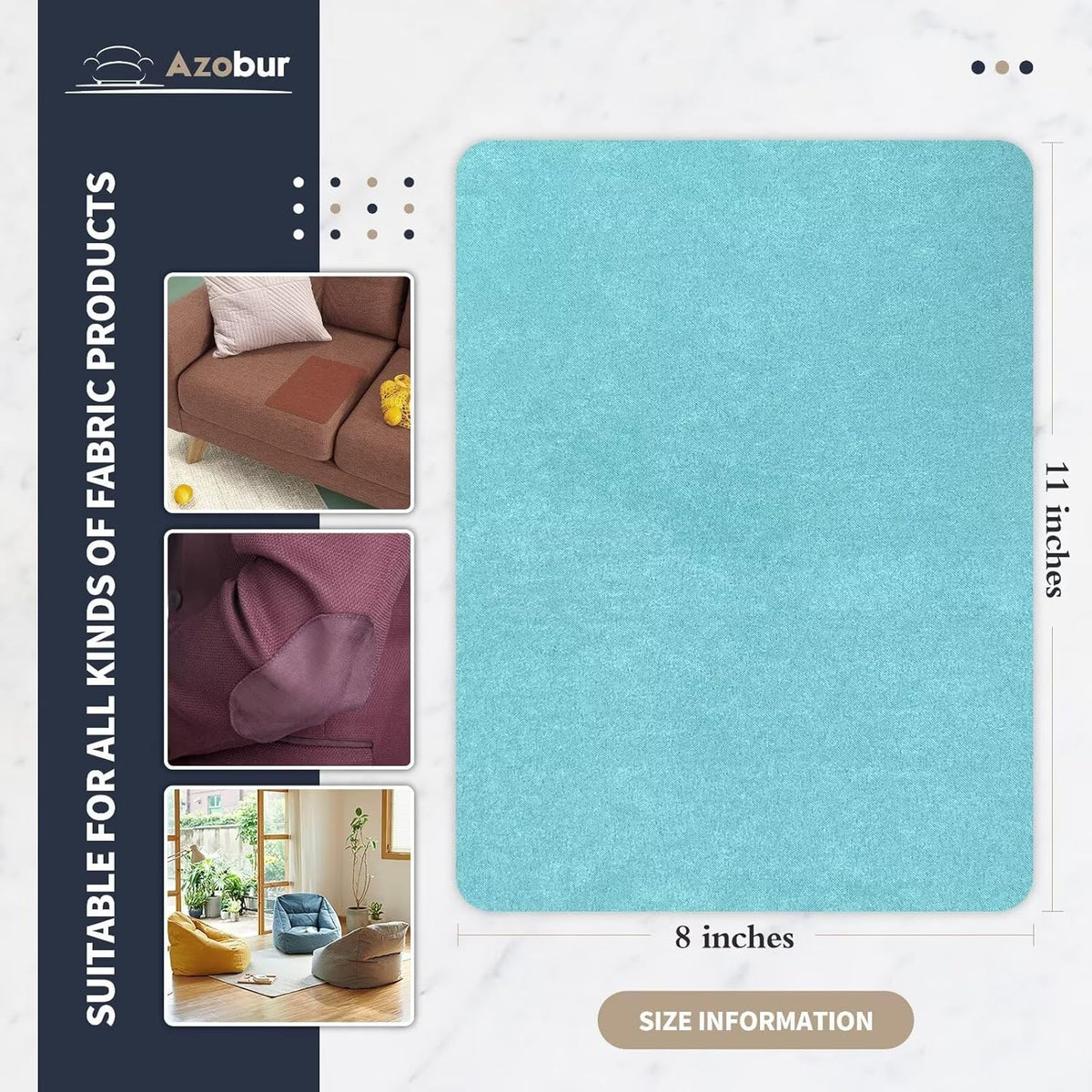 Azobur Velvet Patch,Self-Adhesive Rectangular Flannel Fabric Patch,Multicolor Available Anti
