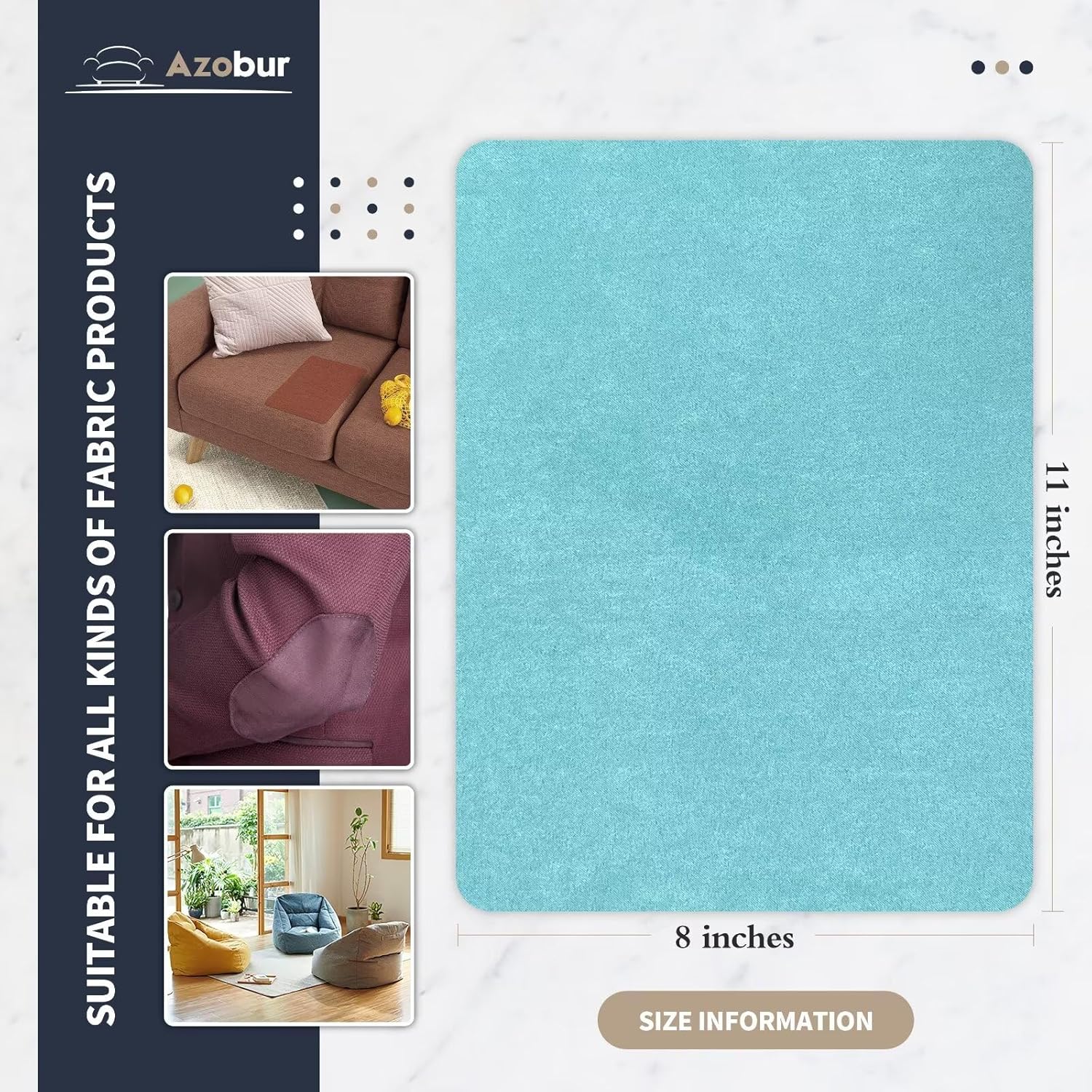 Azobur Velvet Patch,Self-Adhesive Rectangular Flannel Fabric Patch,Multicolor Available Anti