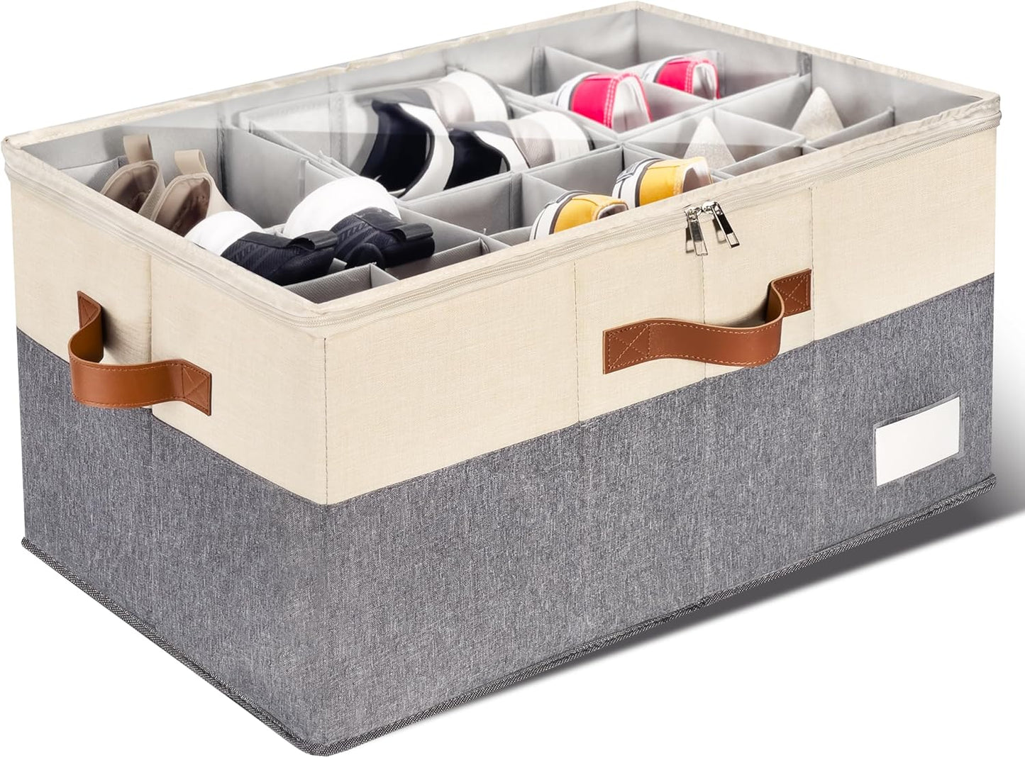 1 Pack Shoe Organizer for Closet, Adjustable Shoe Box Storage Containers, Large Foldable Shoe Bins