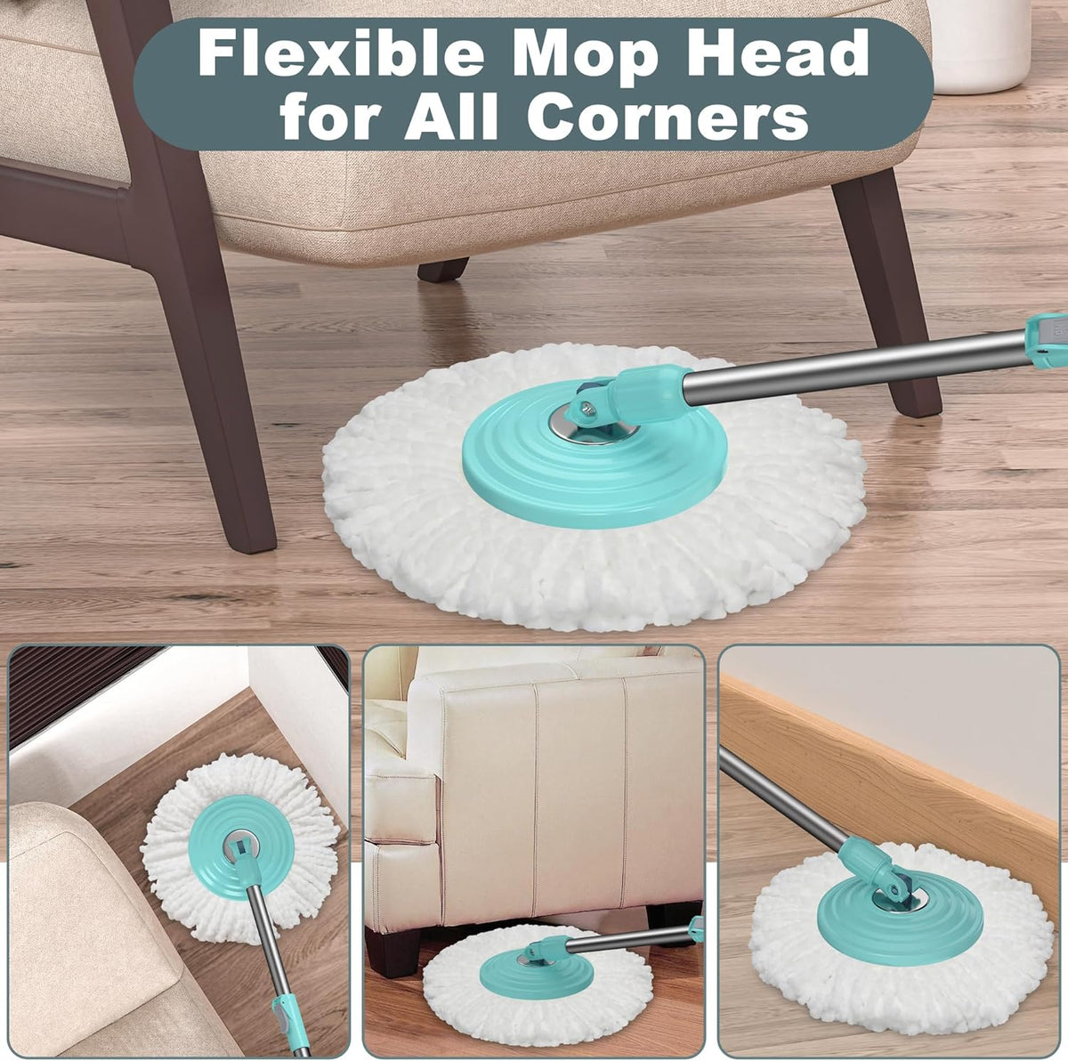 Spin Mop and Bucket System, Mop and Bucket with Wringer Set,Mops for Floor Cleaning,Household