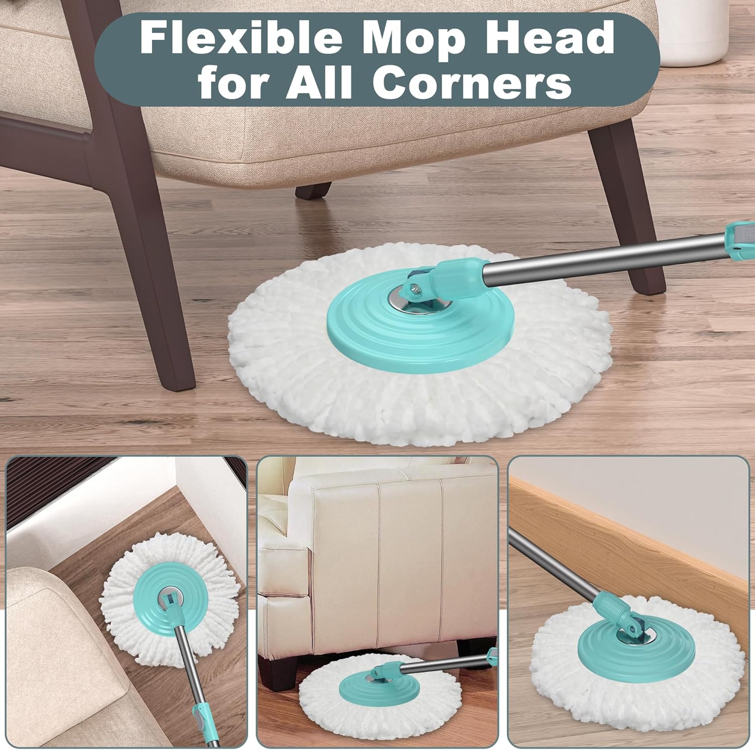 Spin Mop and Bucket System, Mop and Bucket with Wringer Set,Mops for Floor Cleaning,Household