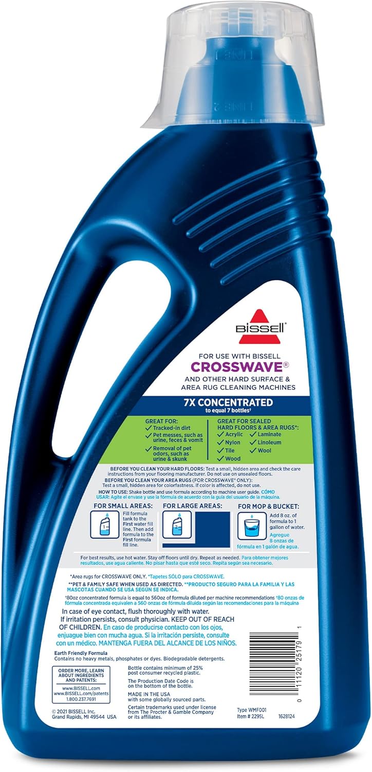 Bissell Multi-Surface Pet Formula with Febreze Freshness for Crosswave, 2295L, 80 oz, Safe to use