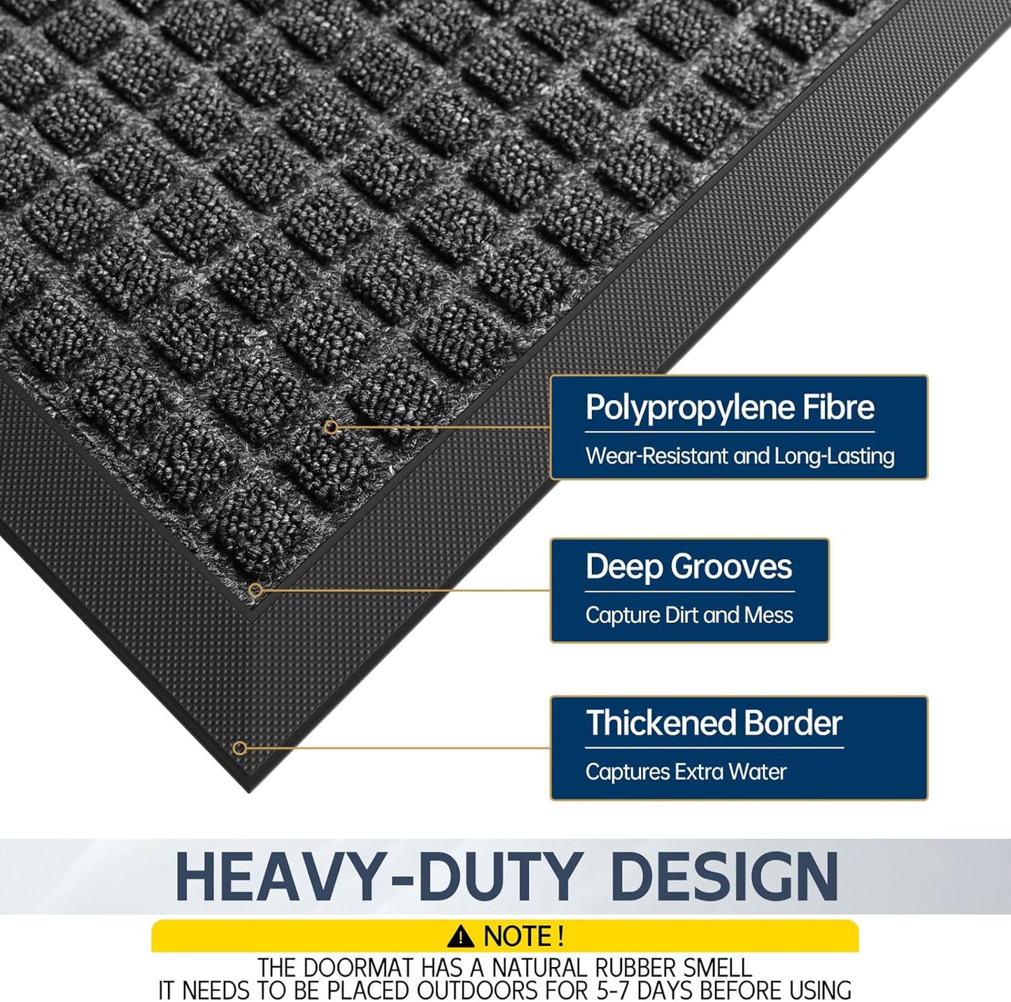 Indoor Outdoor Front Door Mats, 48" x 36" Rubber Backing Non Slip Durable Welcome Floor Mats for