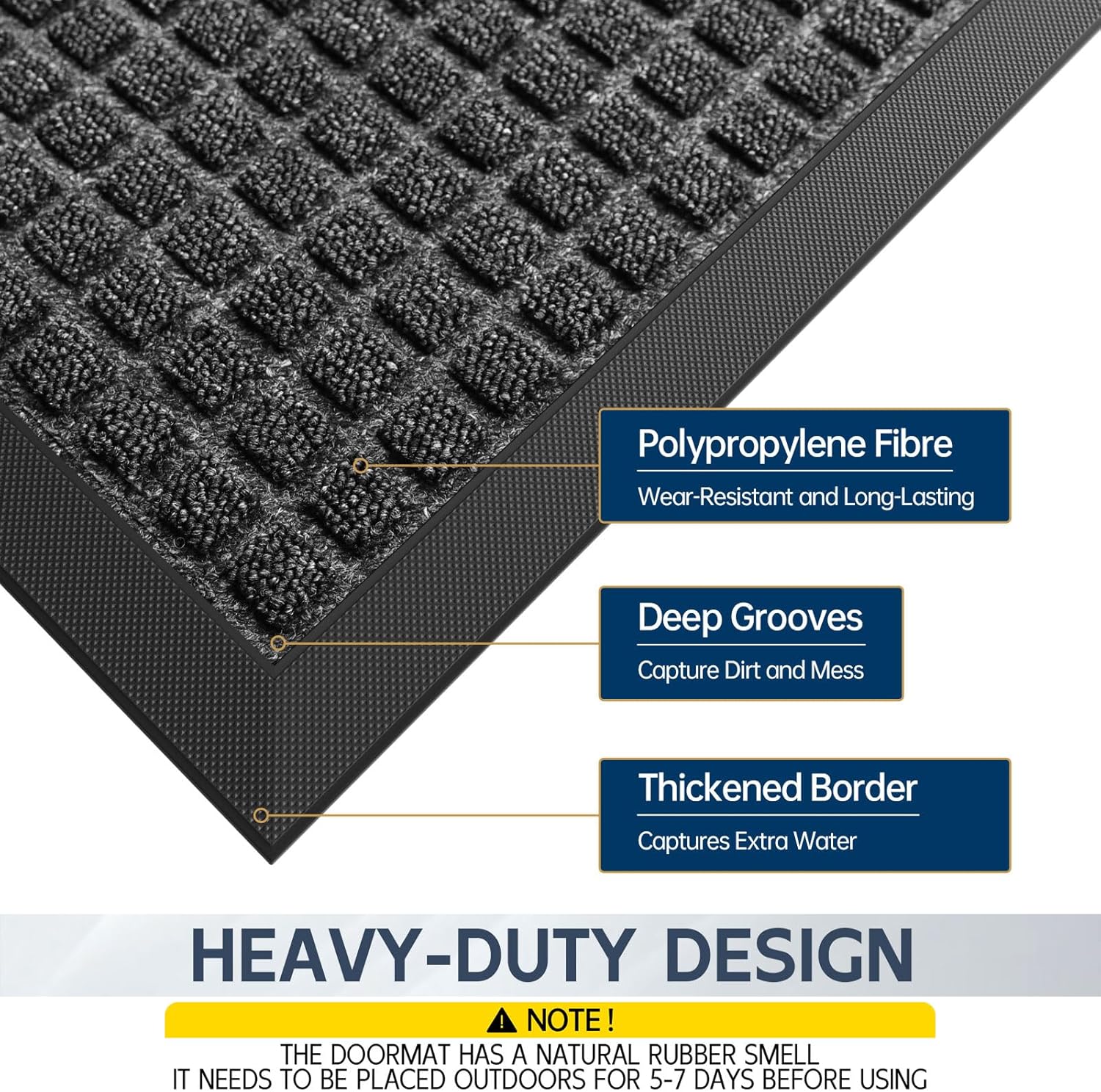 Indoor Outdoor Front Door Mats, 72" x 24" Rubber Backing Non Slip Durable Welcome Floor Mats for