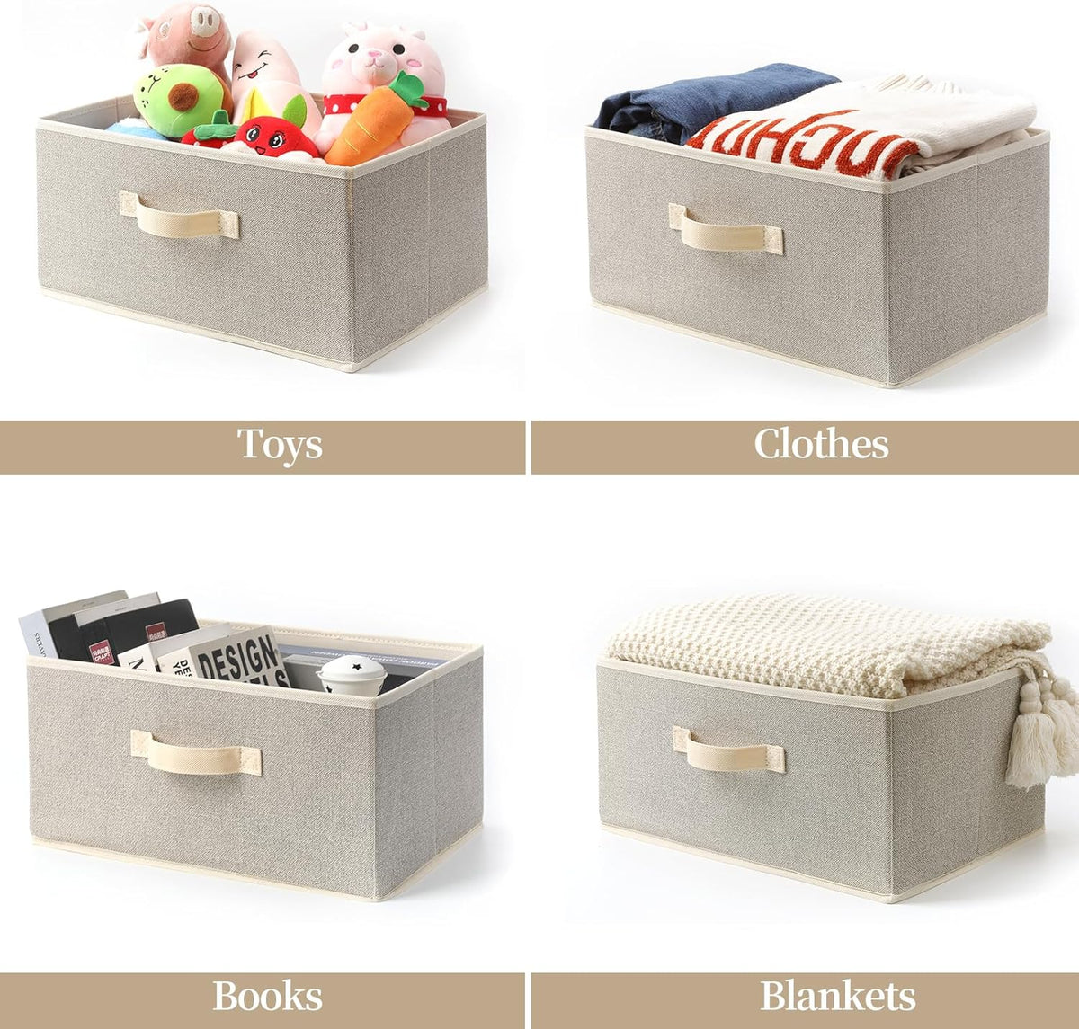 Storage Baskets, 15.7-Inch Woven Fabric Bins, Storage Cubes with Reinforced Handles, Organizer Bins