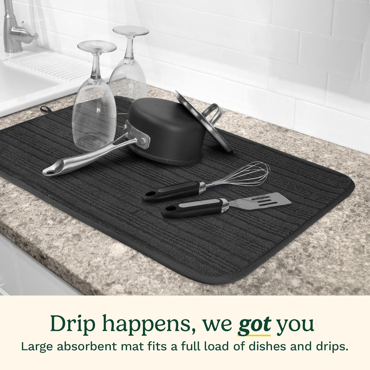 Cuisinart Dish Drying Mats for Kitchen Counter - (2) 18" x 24" Ultra Absorbent Dish Drying Mat XL