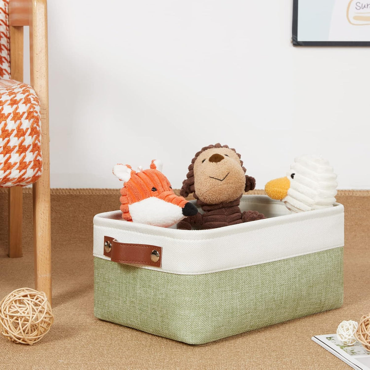 DULLEMELO Storage Baskets for Shelves, Small Fabric Collapsible Rectangular Storage Baskets for