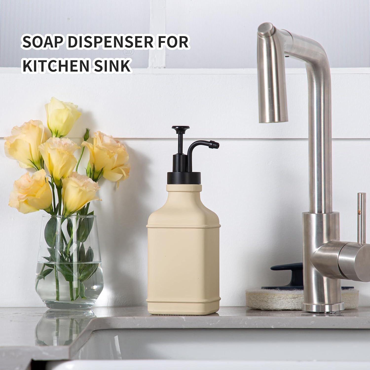 Enra Glass Soap Dispenser with Clear Window,12oz Matte Stainless Steel Hand Pump Dispenser,Hand and