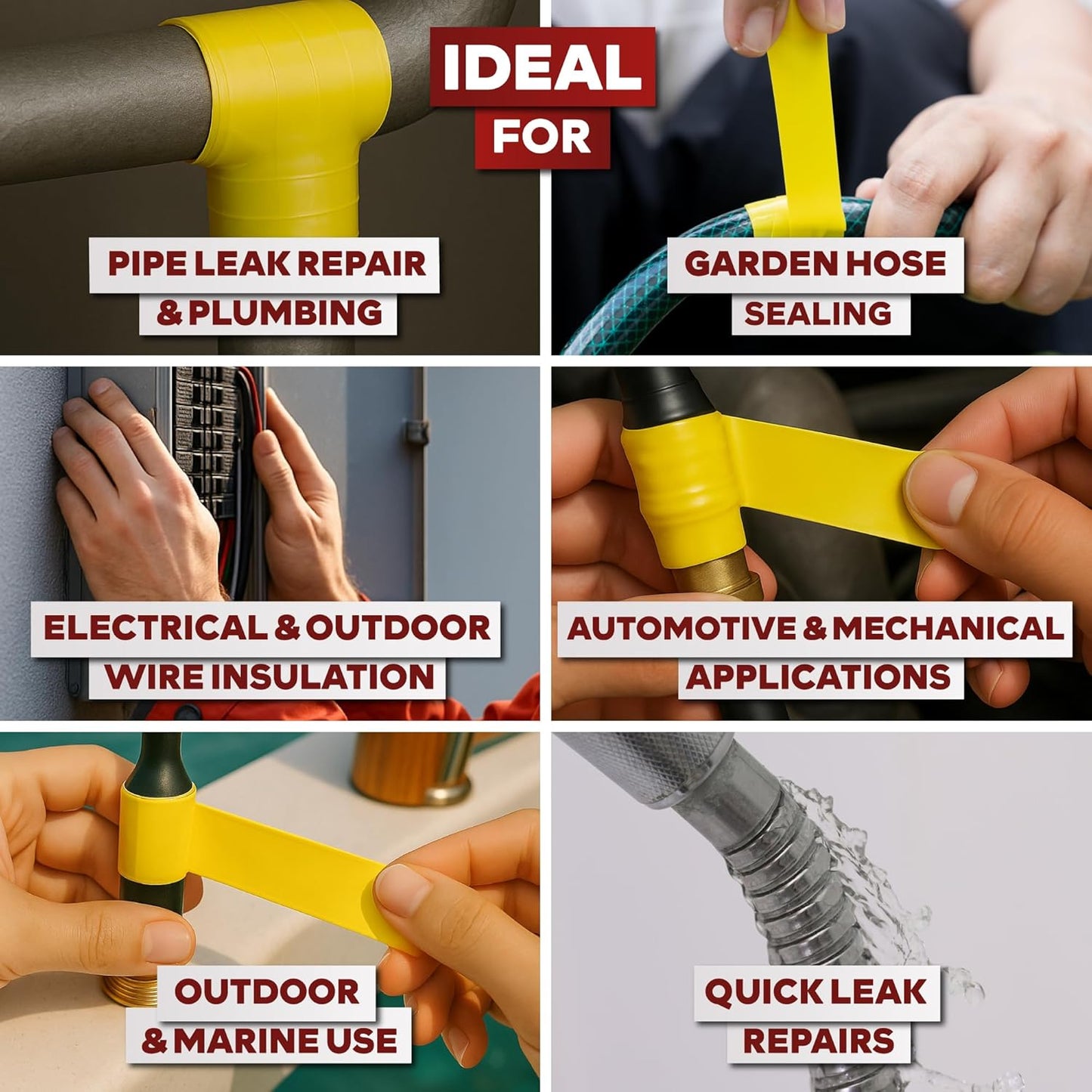 XFasten Self Fusing Silicone Tape Waterproof – 1" x 36 Feet Yellow, Self Amalgamating Tape