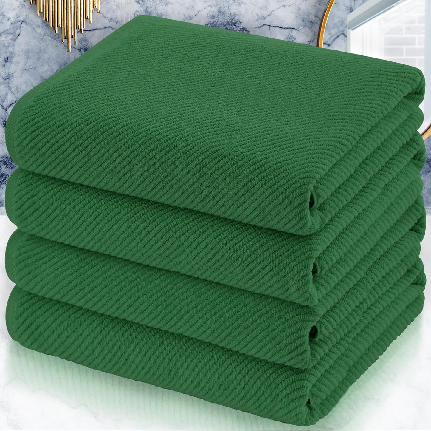 VOOVA & MOVAS Hunter Green Bath Towels, Bath Towels Set of 4, Large 30" x 56" - 100% Cotton | Quick