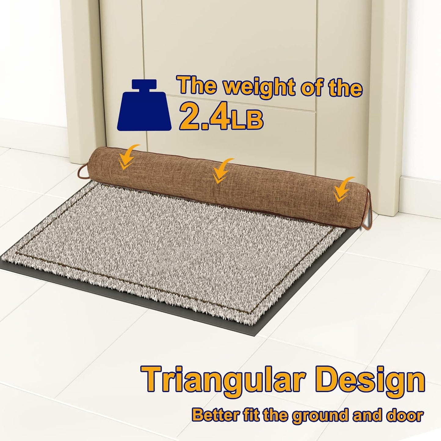 NABOWAN 38" Weighted Under Door Draft Stopper -Triangular Door Draft Blocker with Hook Loops for